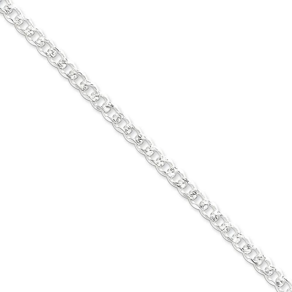 Silver 5.50-mm Solid Pave Link Curb Chain