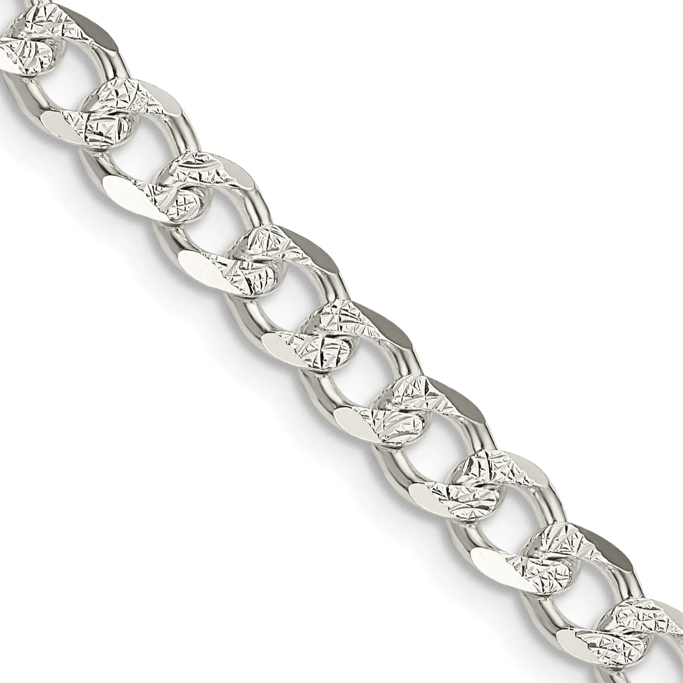 Silver 5.50-mm Solid Pave Link Curb Chain