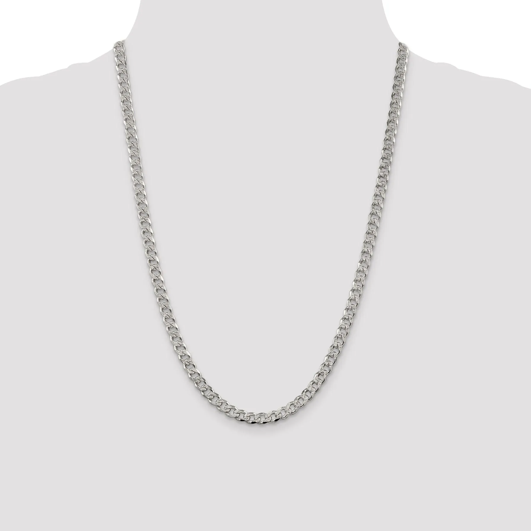 Silver 5.50-mm Solid Pave Link Curb Chain