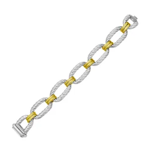 Silver & 18K Bold Figo Link Bracelet