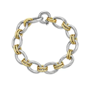 Silver & 18K Gold Double Twist Chain Link Bracelet
