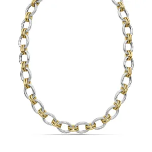 Silver & 18K Gold Double Twist Chain Link Necklace