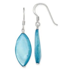Silver Blue Mother of Pearl Hook Earrings