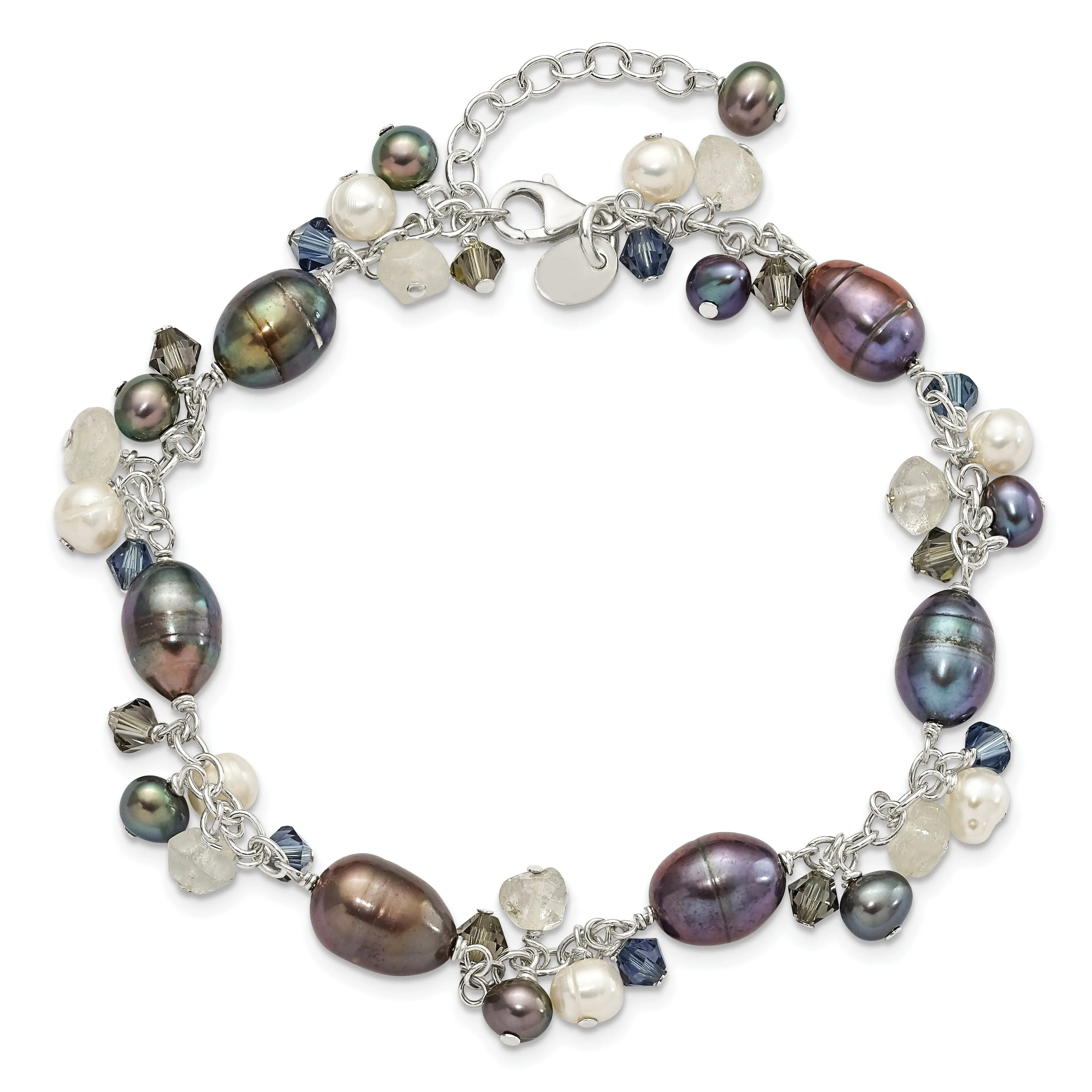 Silver Crystal Fresh Water Pearl Bracelet