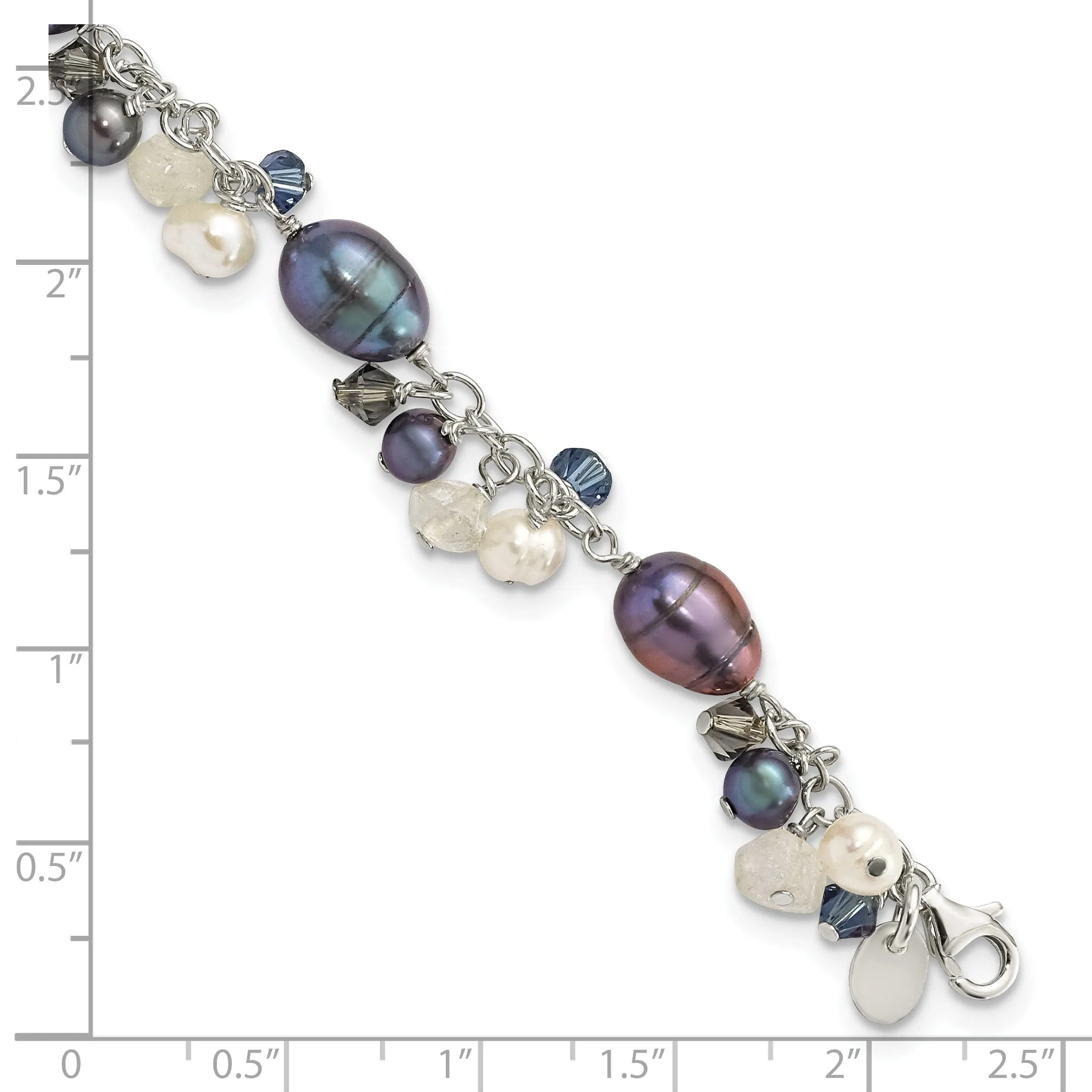 Silver Crystal Fresh Water Pearl Bracelet