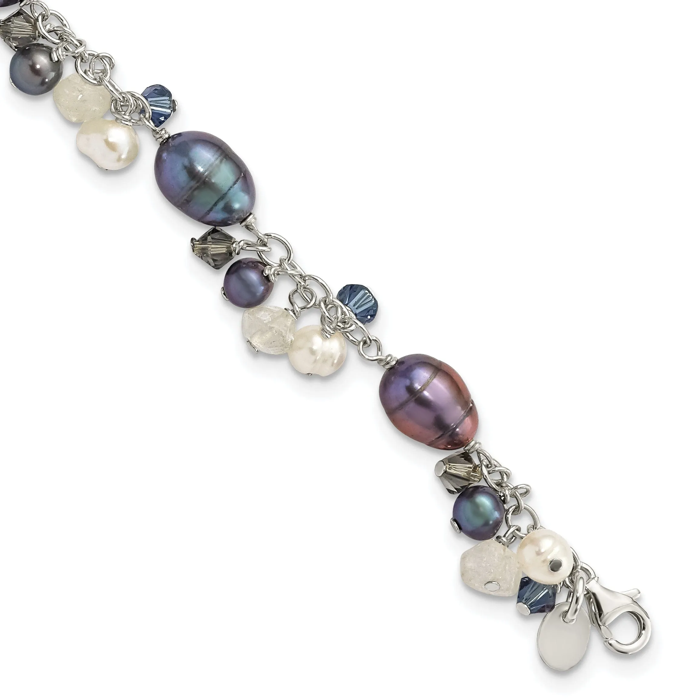 Silver Crystal Fresh Water Pearl Bracelet