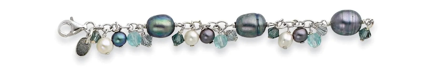 Silver Crystal Fresh Water Pearl Bracelet