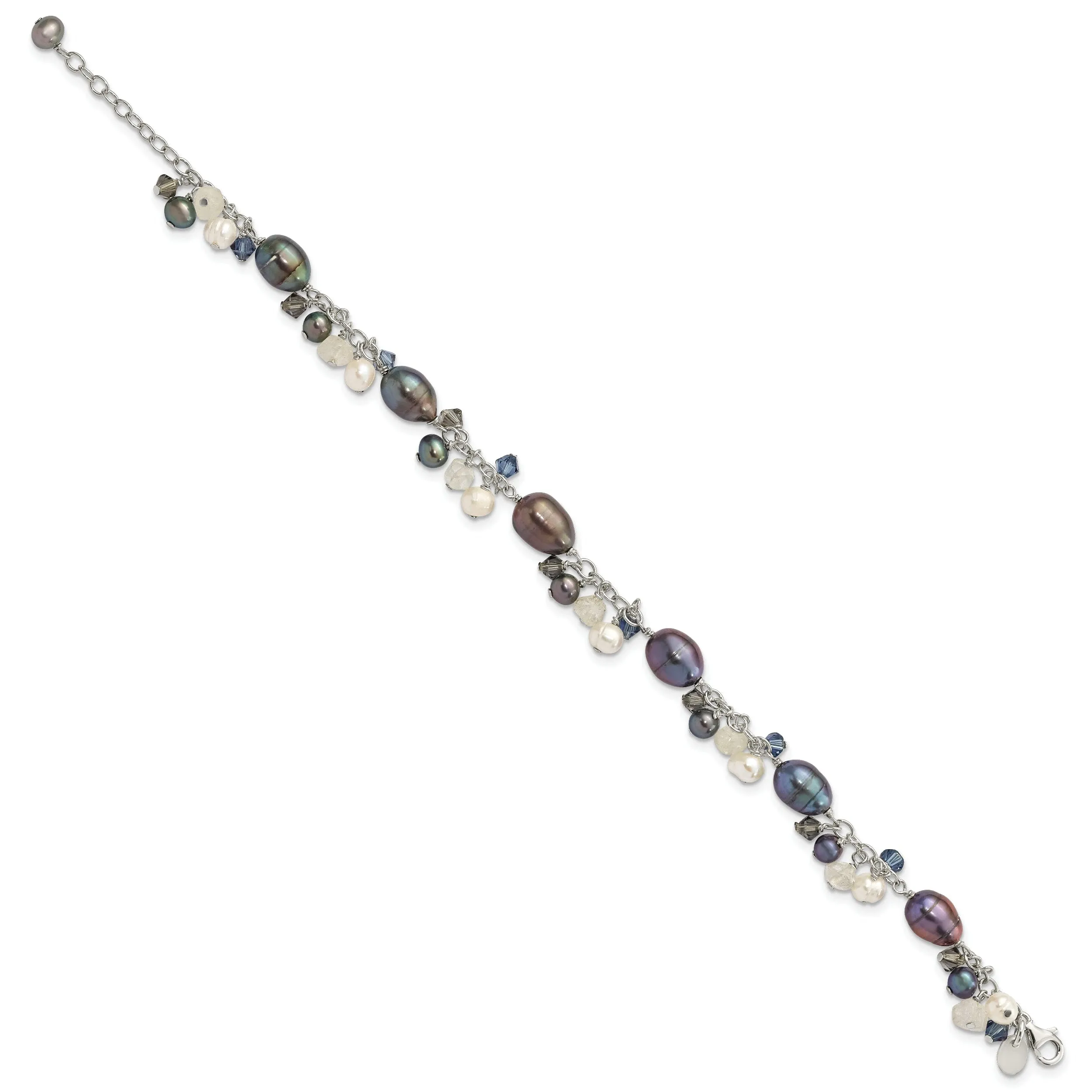 Silver Crystal Fresh Water Pearl Bracelet