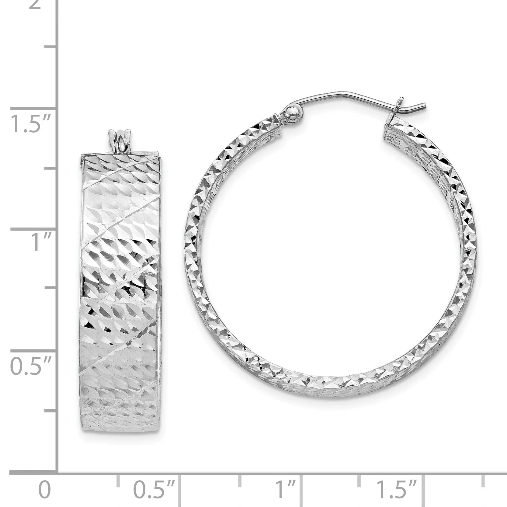 Silver D.C Hollow Hinged Back Hoop Earrings