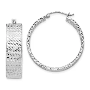 Silver D.C Hollow Hinged Back Hoop Earrings