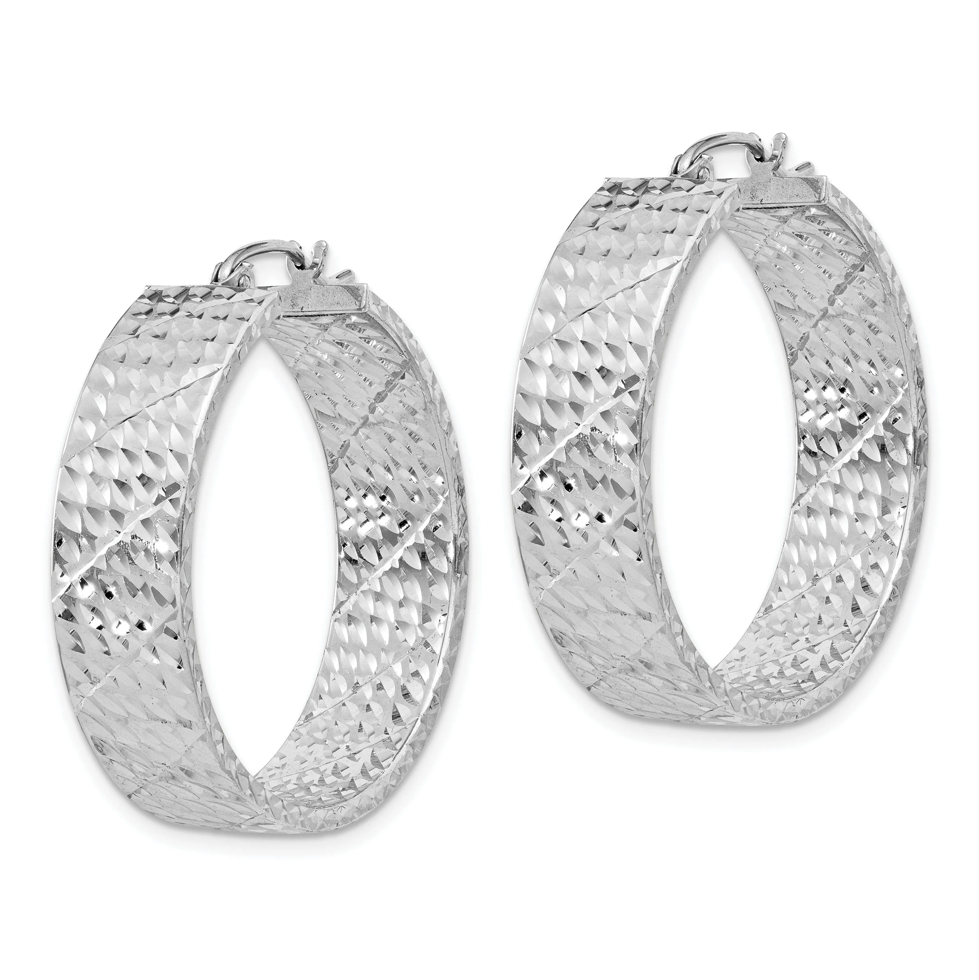 Silver D.C Hollow Hinged Back Hoop Earrings