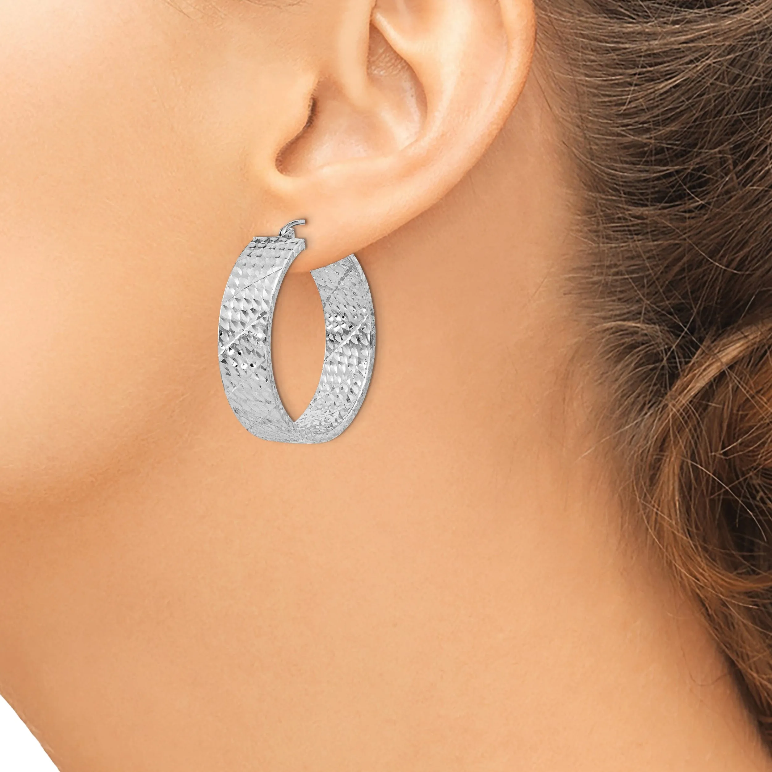Silver D.C Hollow Hinged Back Hoop Earrings