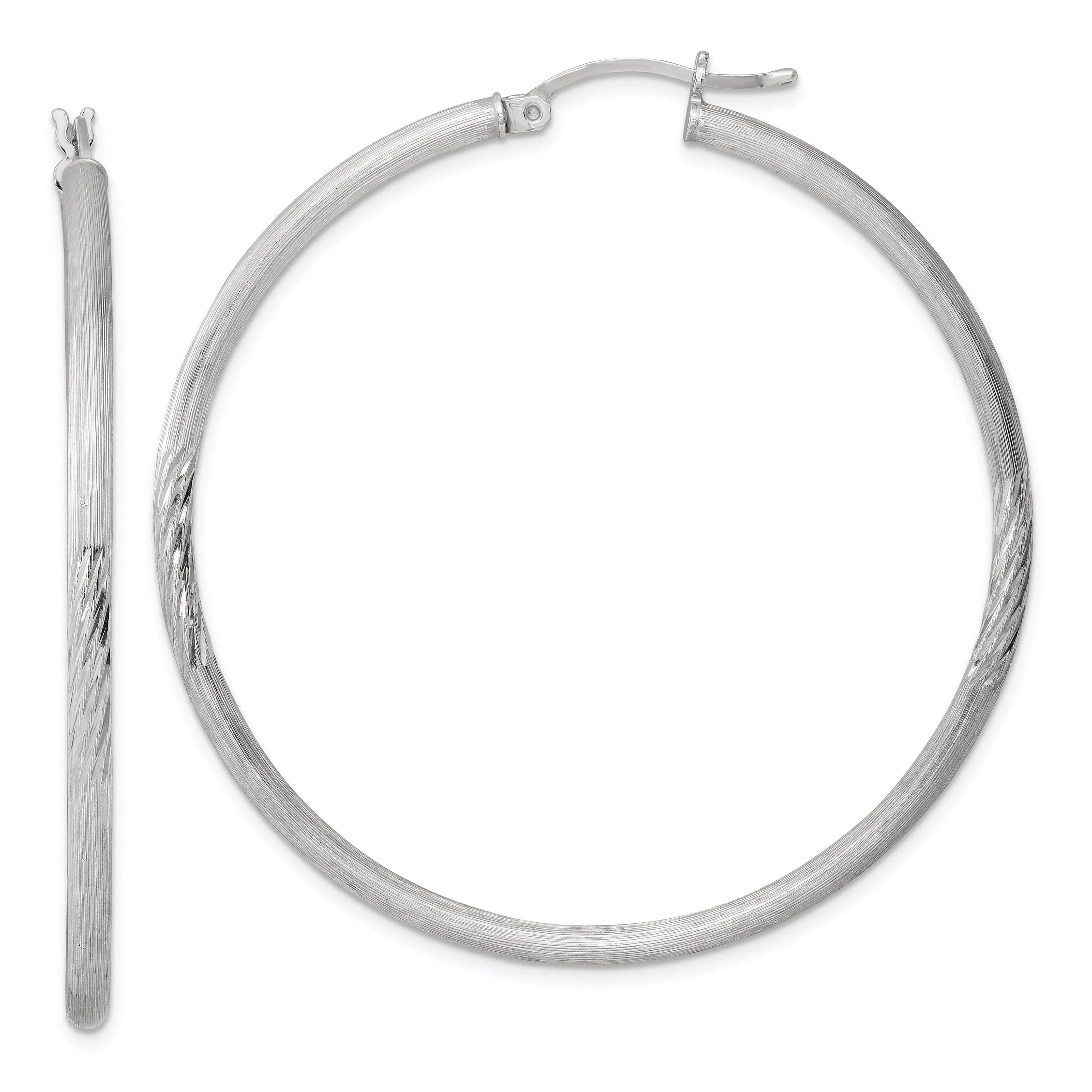 Silver D.C Round Hoop Hinged Earrings