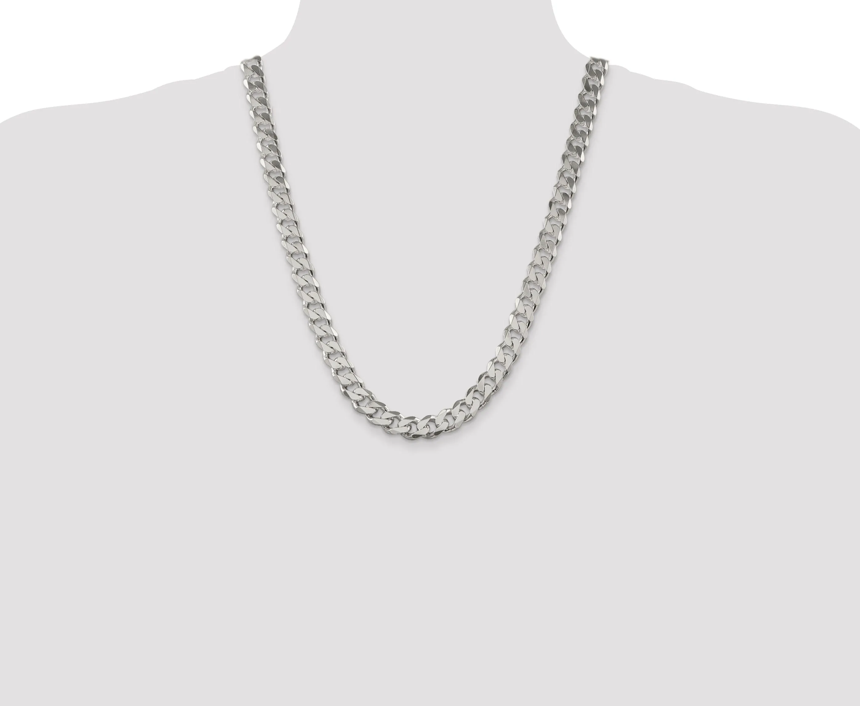Silver Polished 11.00-mm Solid Curb Link Chain