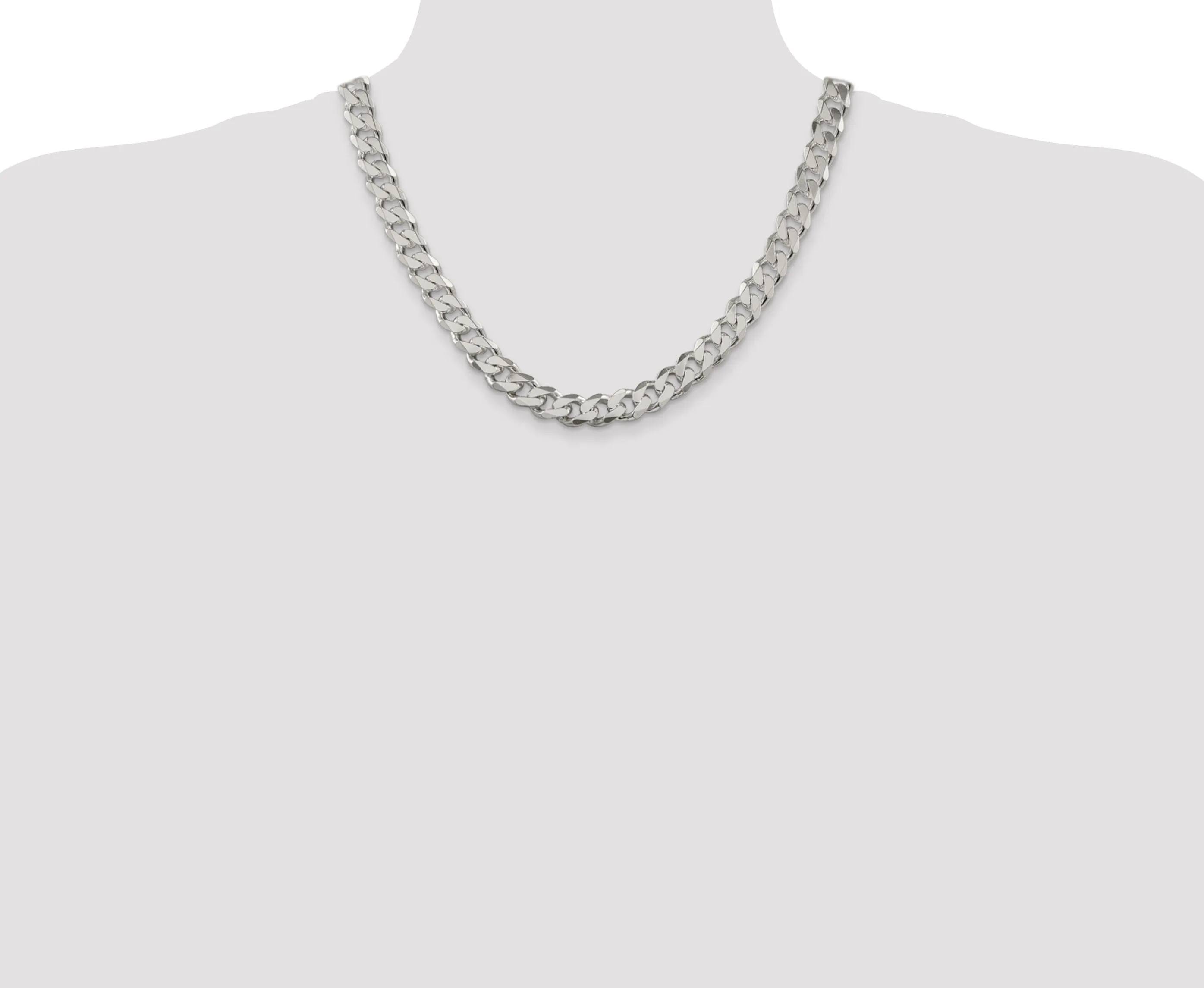 Silver Polished 11.00-mm Solid Curb Link Chain