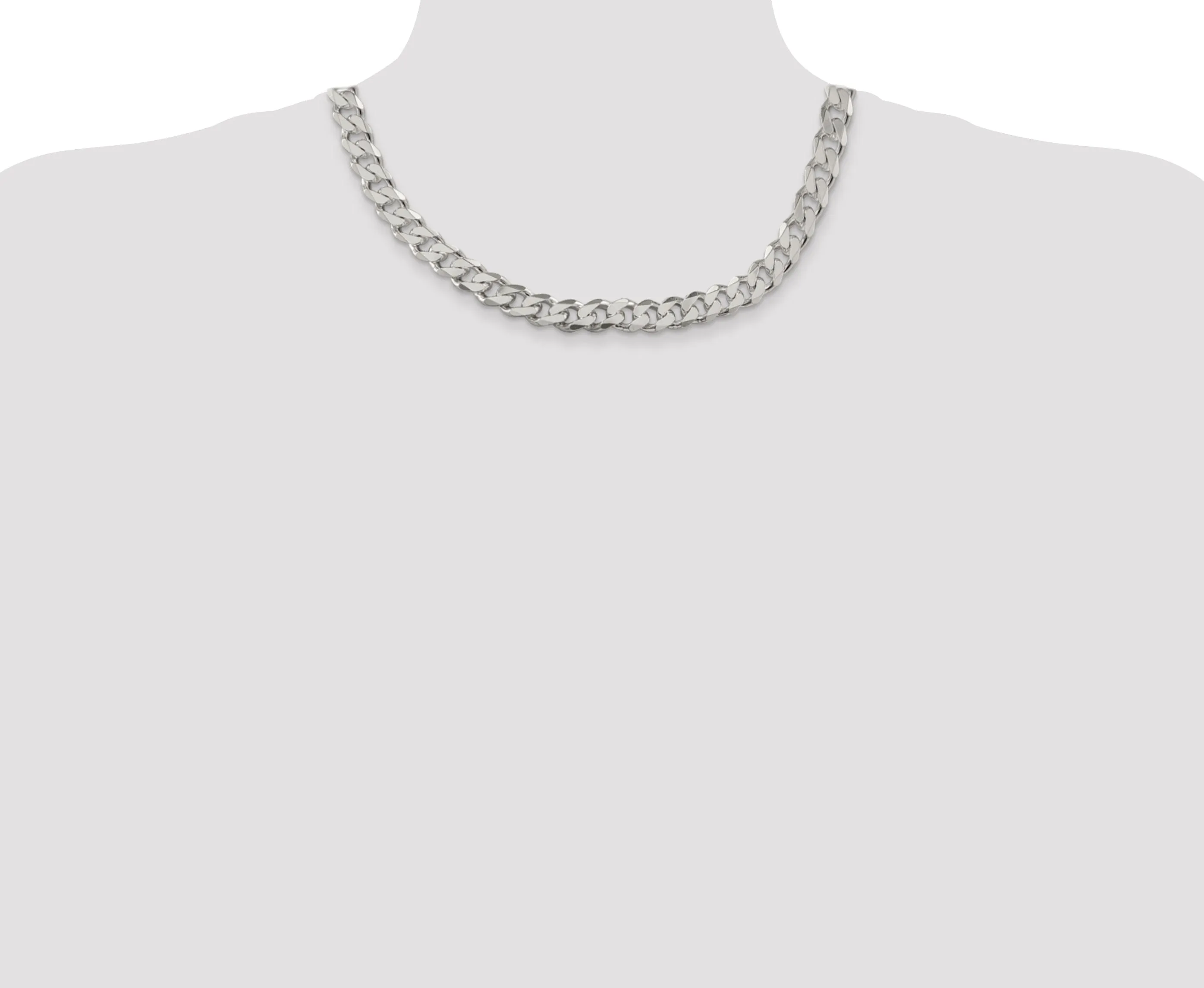 Silver Polished 11.00-mm Solid Curb Link Chain
