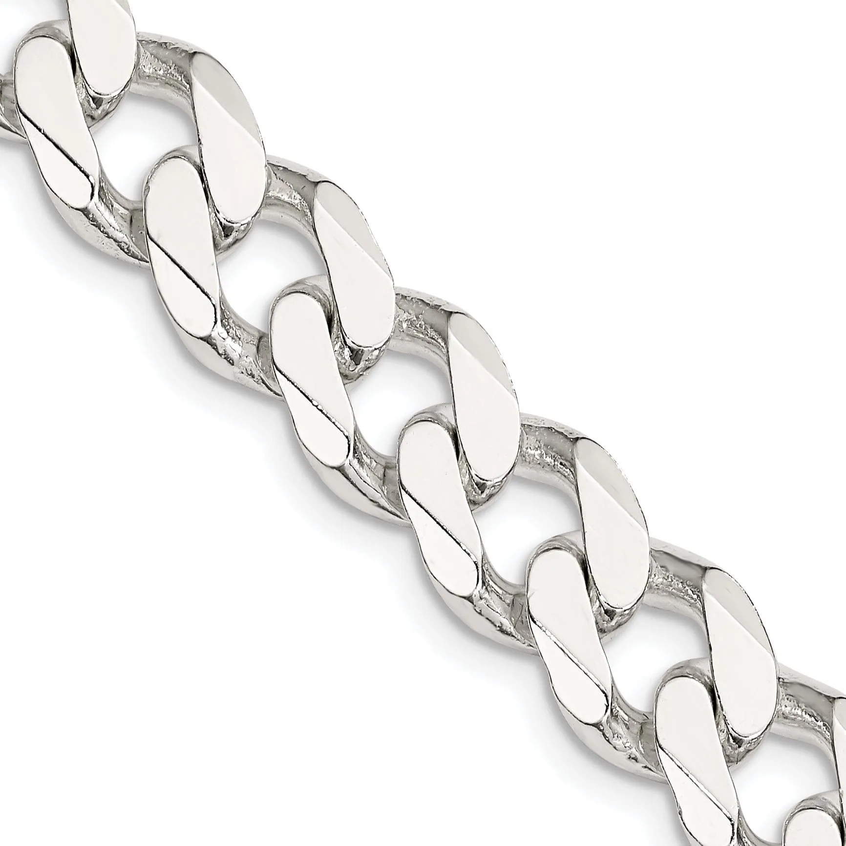 Silver Polished 11.00-mm Solid Curb Link Chain