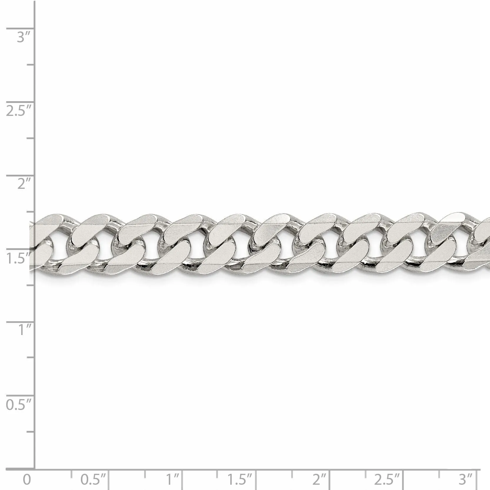 Silver Polished 11.00-mm Solid Curb Link Chain