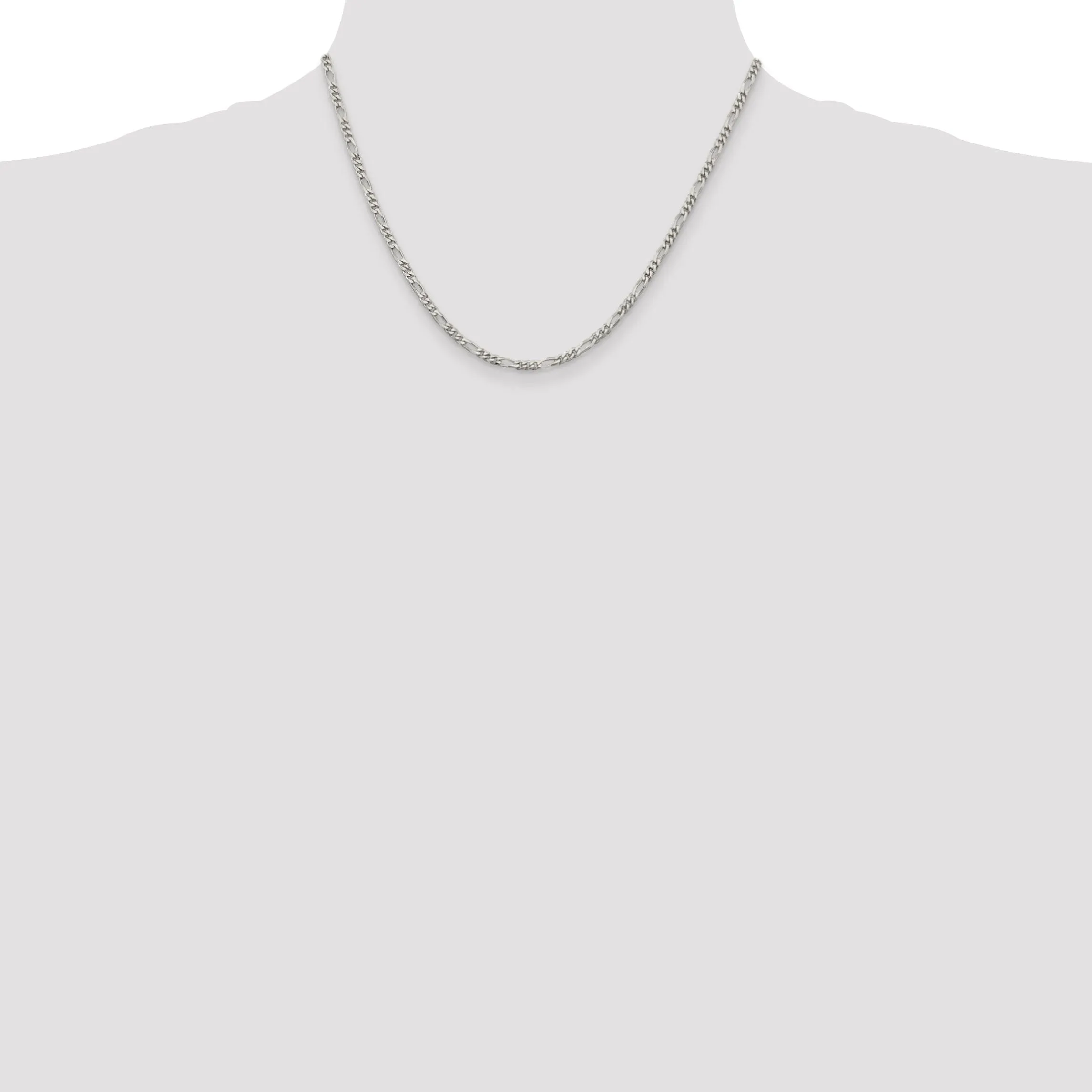 Silver Polished 3.00-mm Solid Figaro Chain