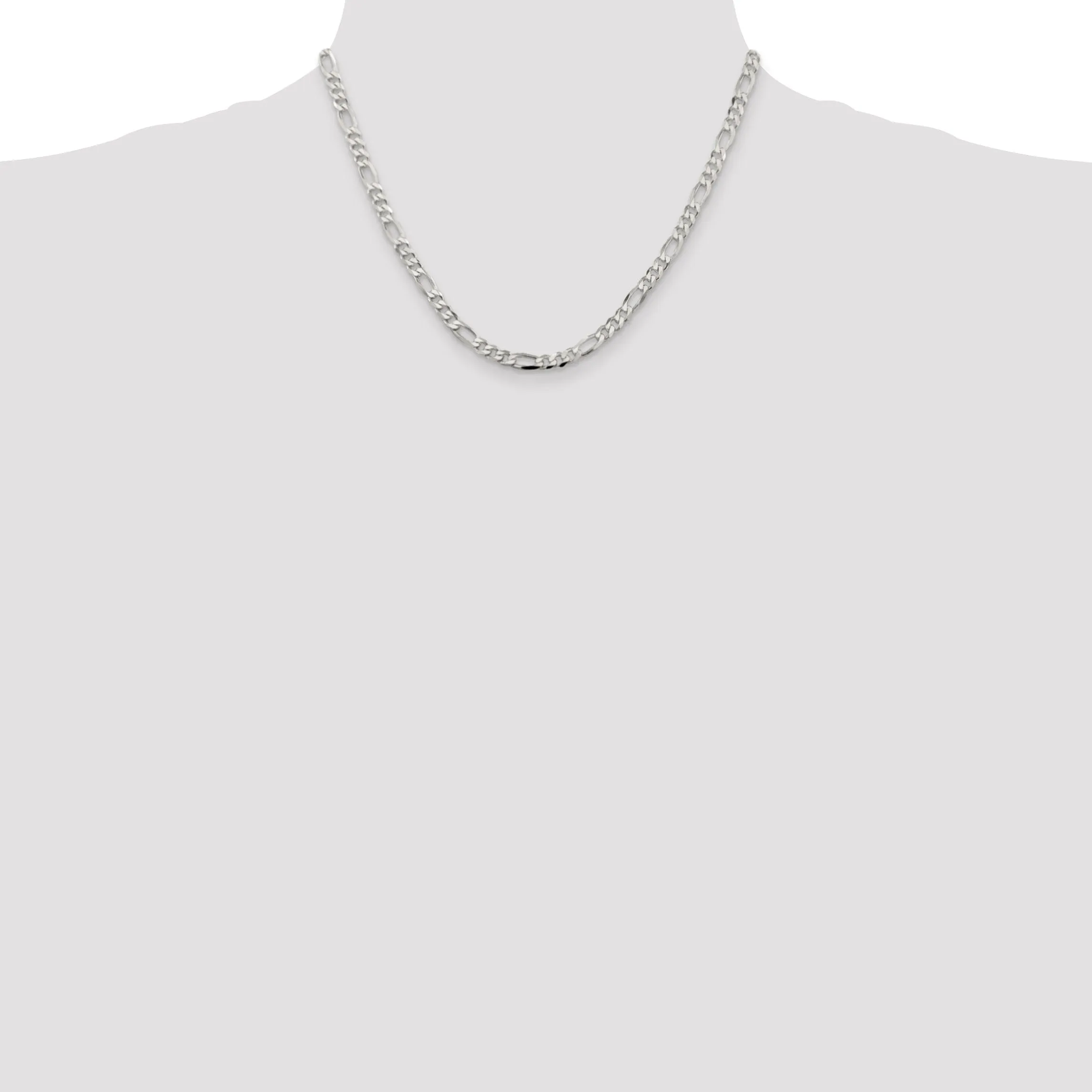 Silver Polished 4.25-mm Solid Figaro Chain