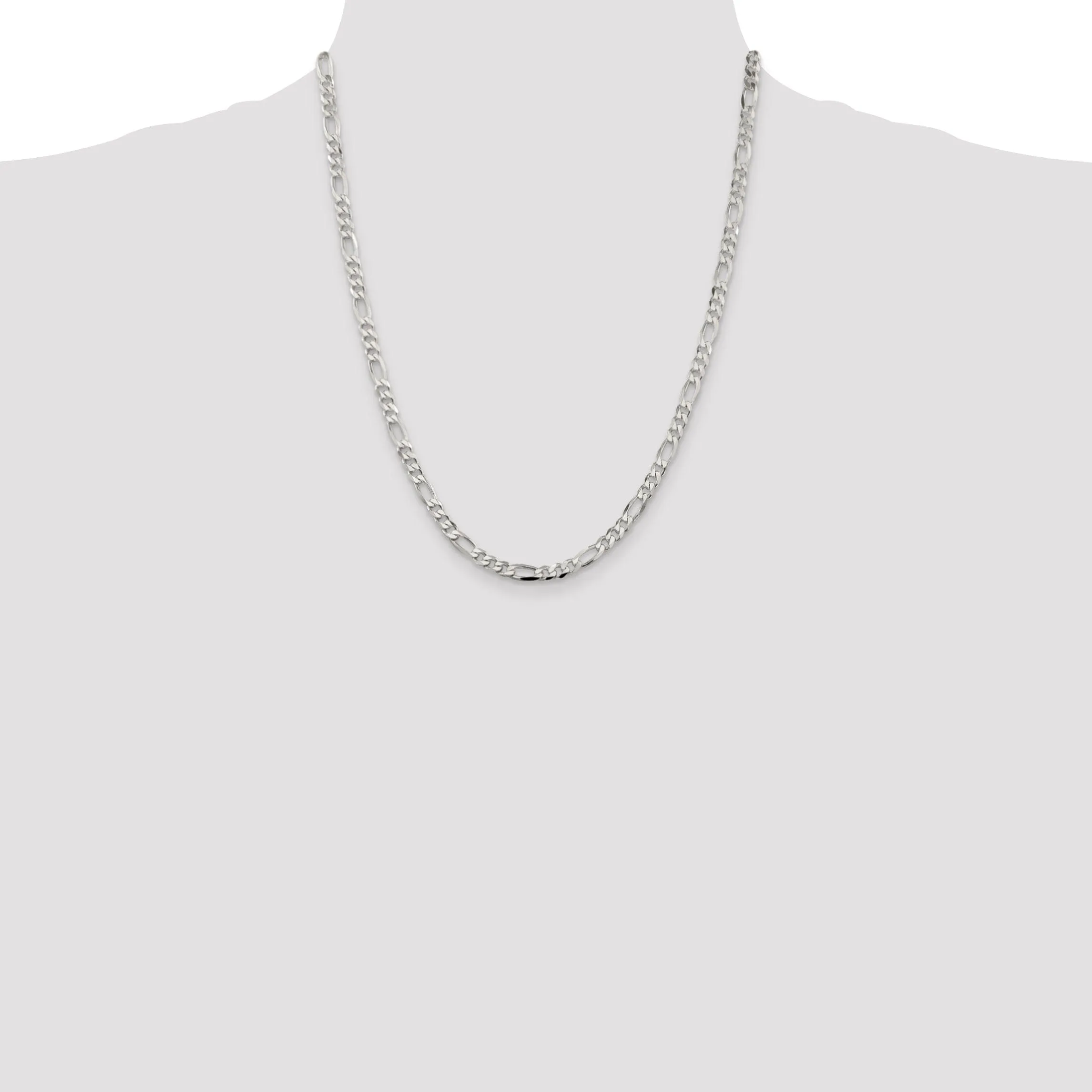 Silver Polished 4.25-mm Solid Figaro Chain