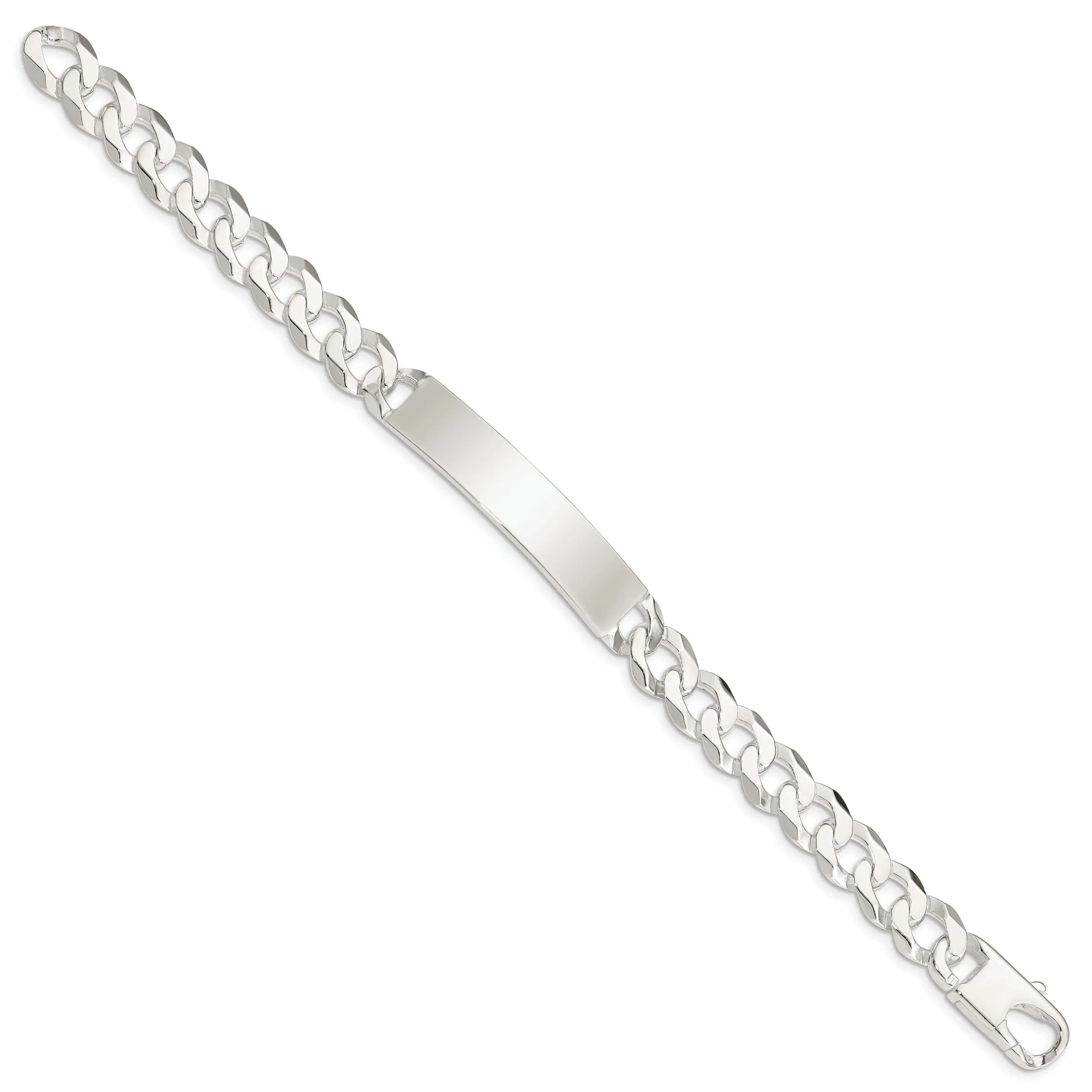 Silver Polished Curb Link ID 7.50 inch Bracelet