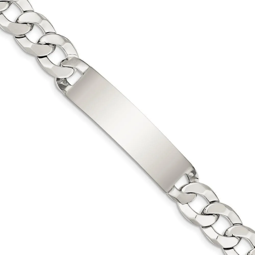 Silver Polished Curb Link ID 8.50 inch Bracelet
