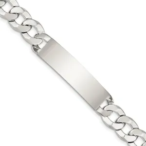 Silver Polished Curb Link ID 8.50 inch Bracelet