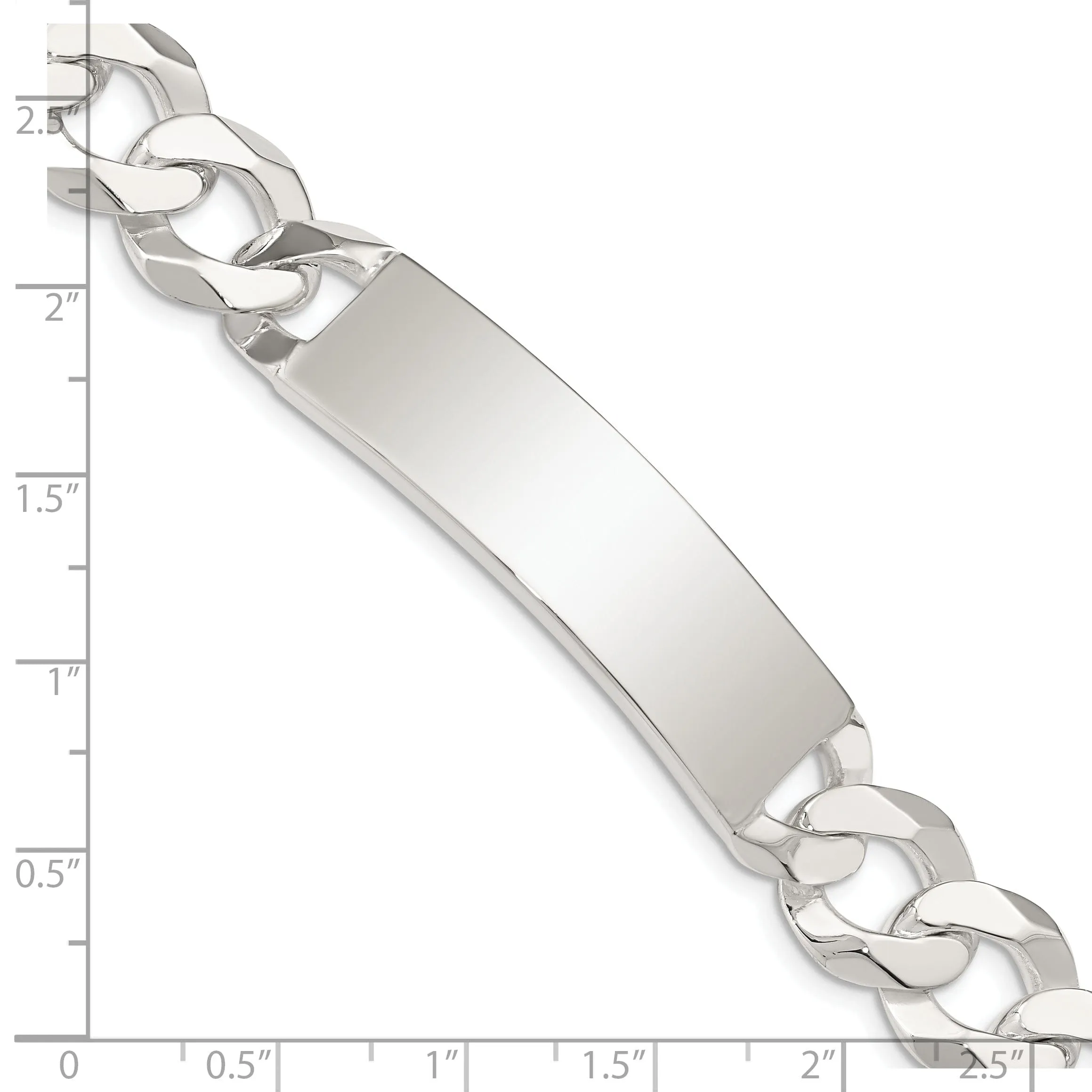 Silver Polished Curb Link ID 8.50 inch Bracelet