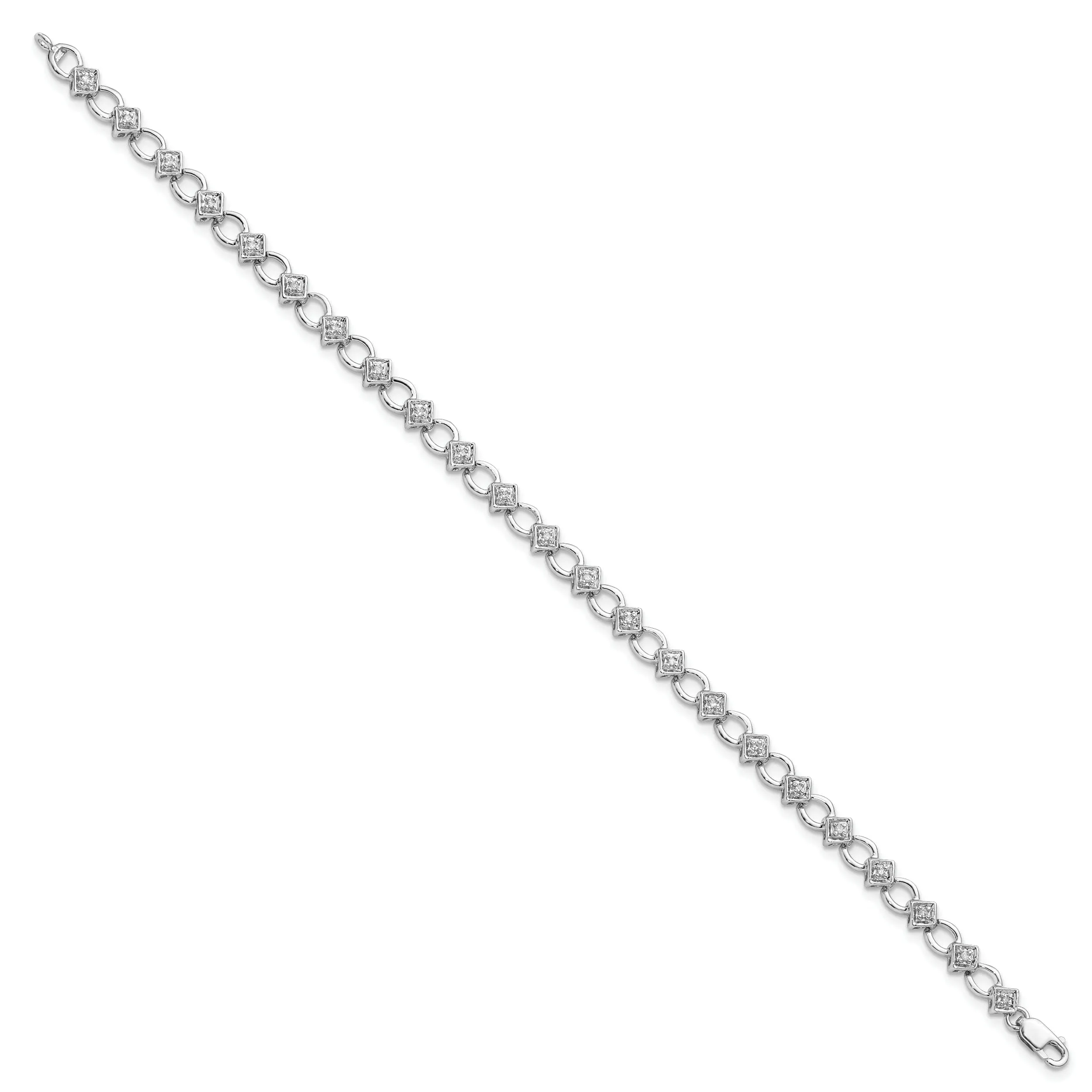 Silver Polished Finish Diamond Bracelet