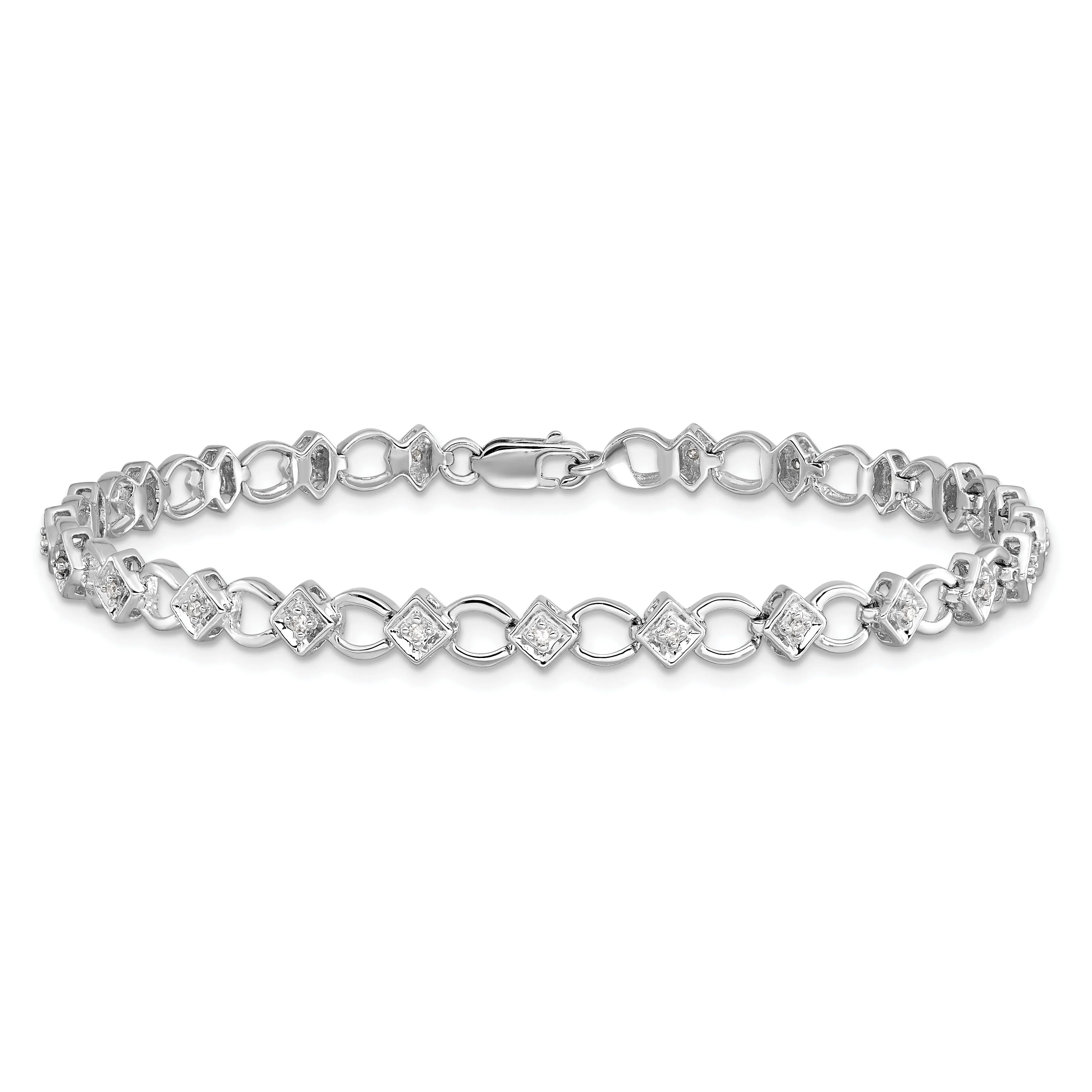 Silver Polished Finish Diamond Bracelet