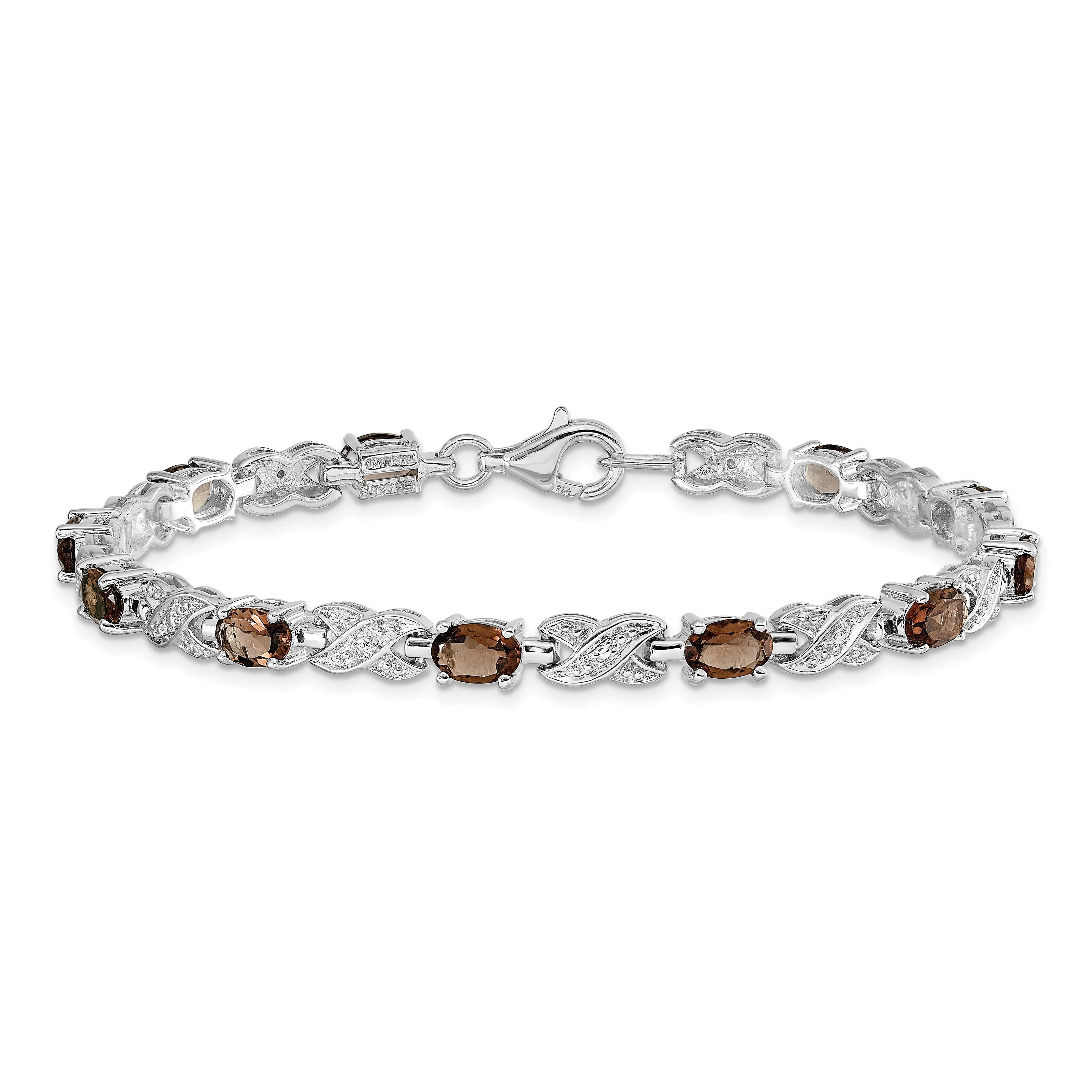Silver Polished Smoky Quartz Gemstone Bracelet