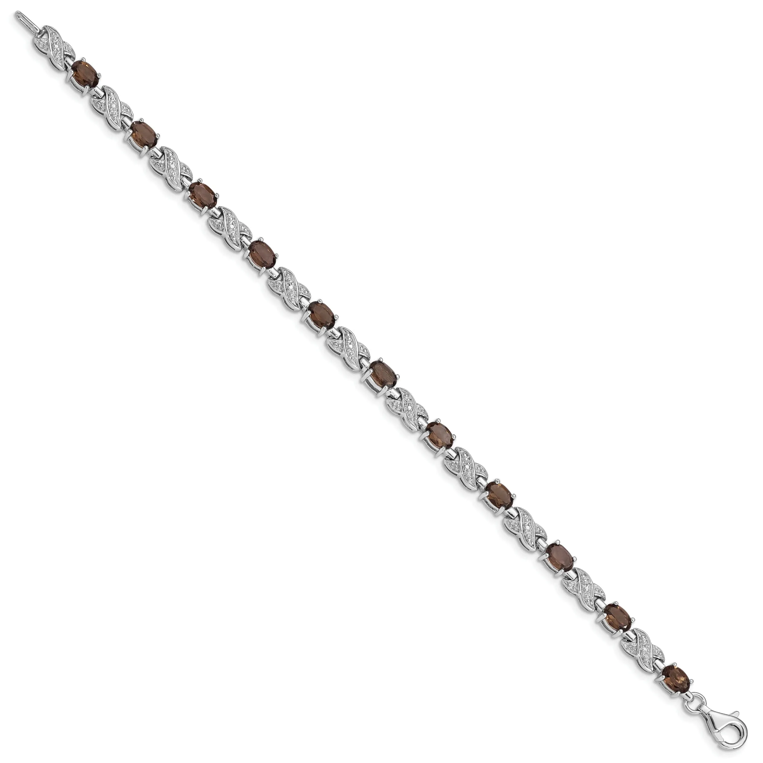 Silver Polished Smoky Quartz Gemstone Bracelet