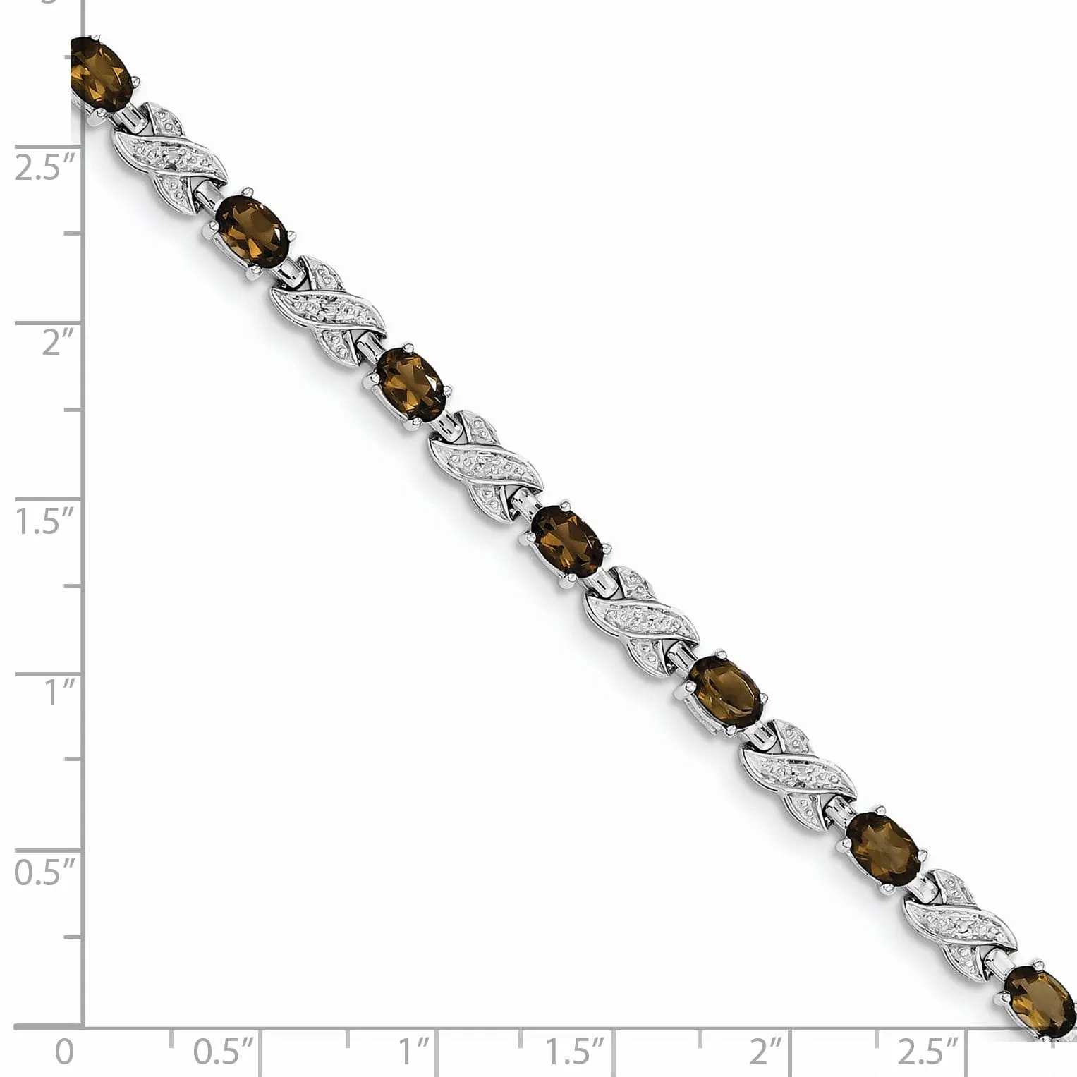 Silver Polished Smoky Quartz Gemstone Bracelet