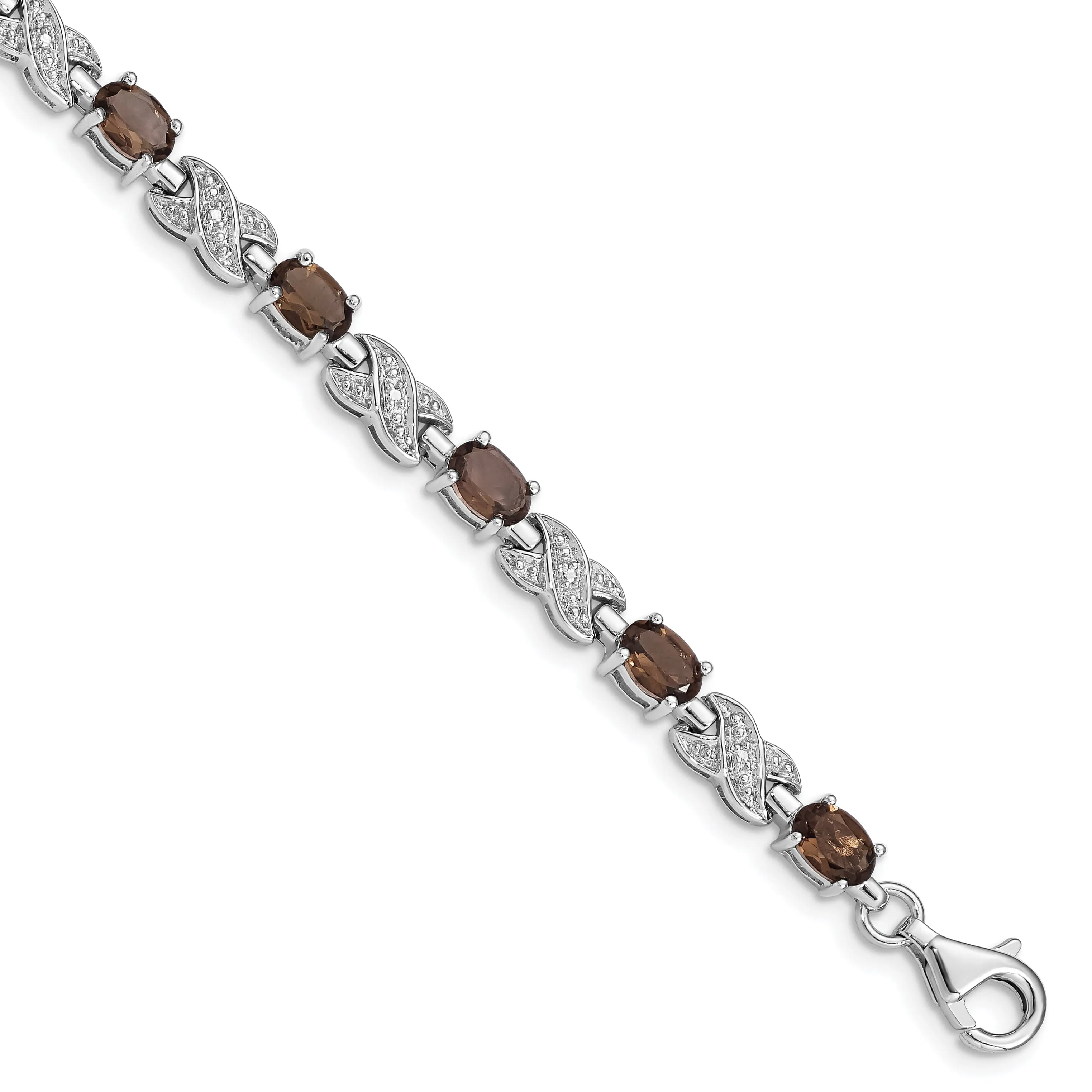 Silver Polished Smoky Quartz Gemstone Bracelet