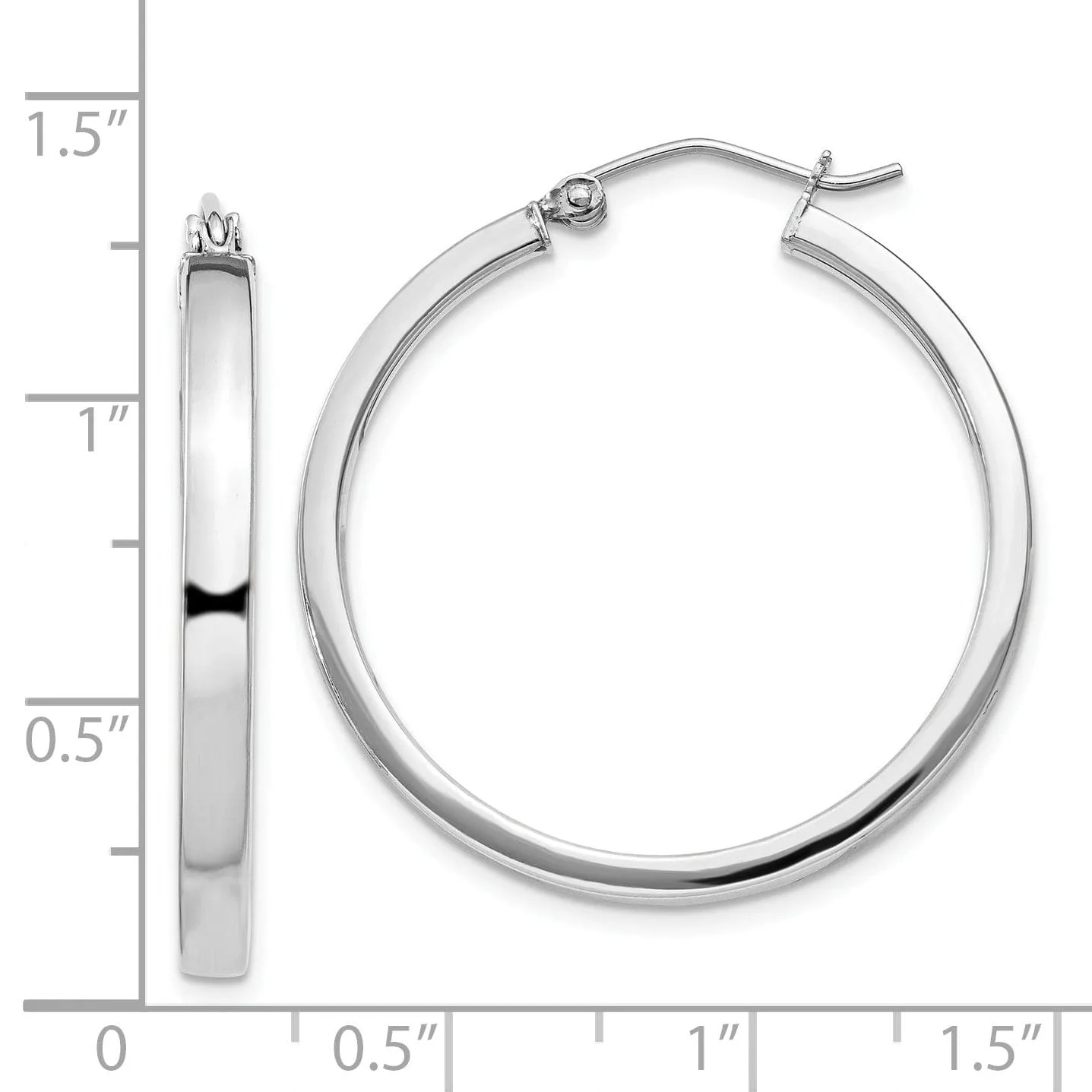 Silver Square Tube Hinged Back Hoop Earrings