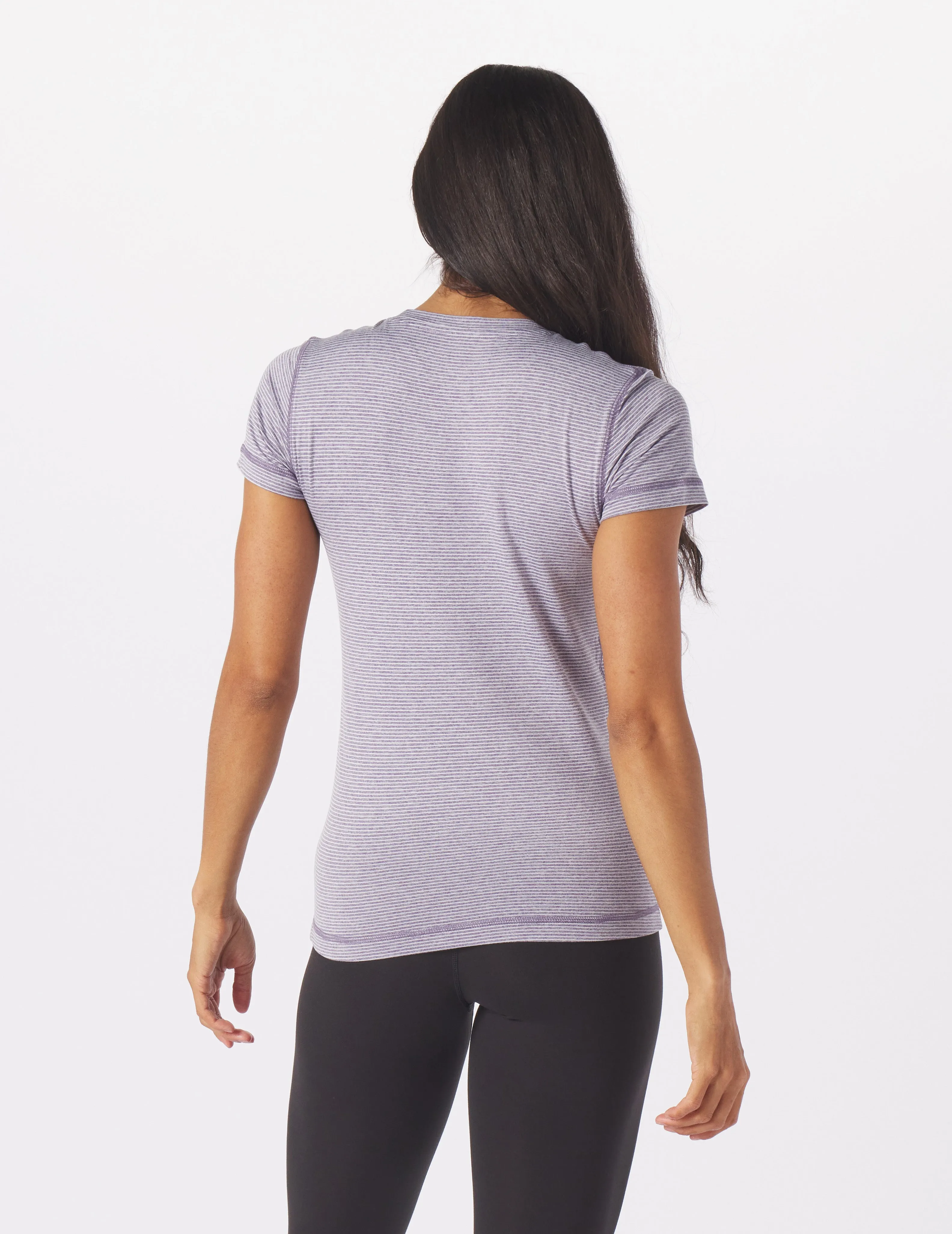 Simplicity Tee: Amethyst/Oatmilk Stripe