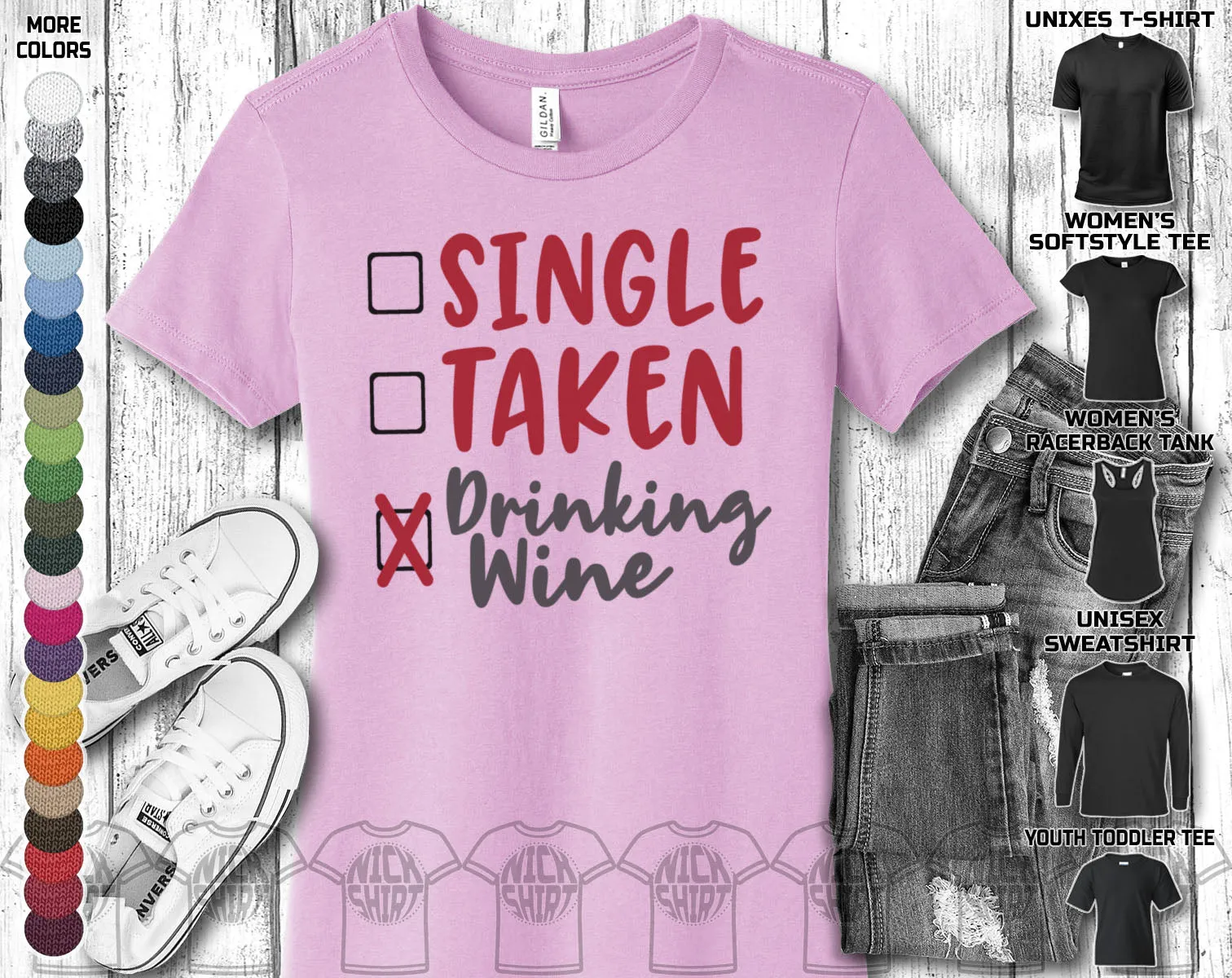 Single Drink Wine Happy Valentine's Day Heart Friends Girlfriend Boyfriend Wife Husband Family Gift Unisex T-Shirt