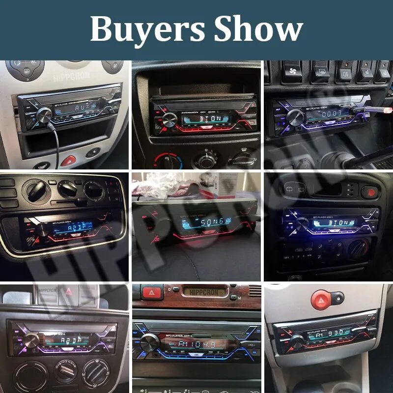 SINOVCLE Car Radio Audio 1din Bluetooth Stereo MP3 Player FM Receiver 60Wx4 With Colorful Lights AUX/USB/TF Card In Dash Kit