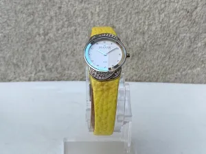 Skagen Women's Jeweled Silvertone Watch with Yellow Leather Band