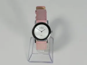 Skagen Women's Round Stainless Steel Mother of Pearl Watch, Leather Band in Light Pink
