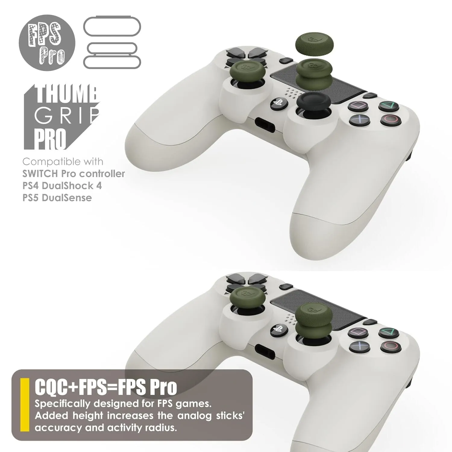 Skull & Co. Skin, CQC and FPS Thumb Grip Set Joystick Cap Analog Stick Cap for Nintendo Switch Pro Controller & PS5 / PS4 / Slim / Pro Controller