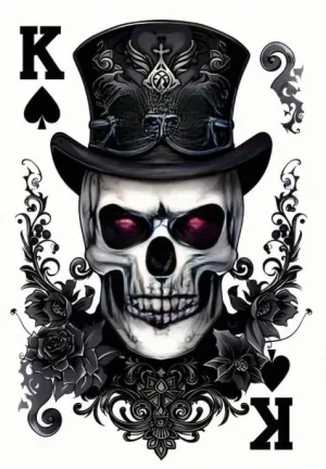Skull Tattoo in Tophat Transparent AI Created One of a Kind Digital Download Canvas Poster Wall Art DIY Printable DIY Craft Supply