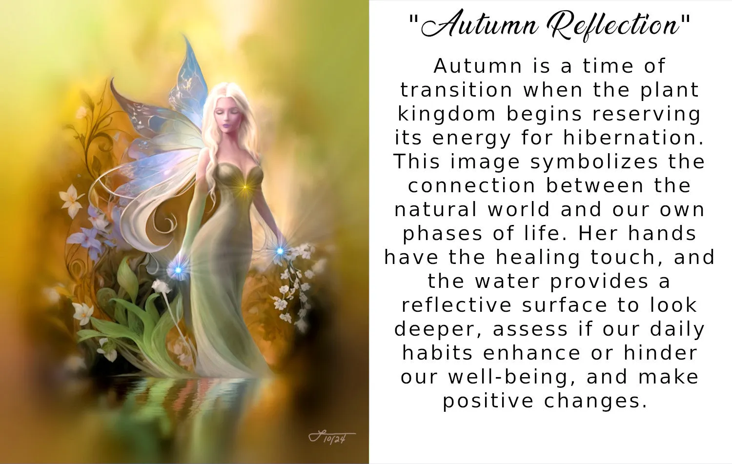 Small Fantasy Art Greeting Card, Fairy Illustration, Artsy Stationary, Birthday Holiday-"Autumn Reflection"
