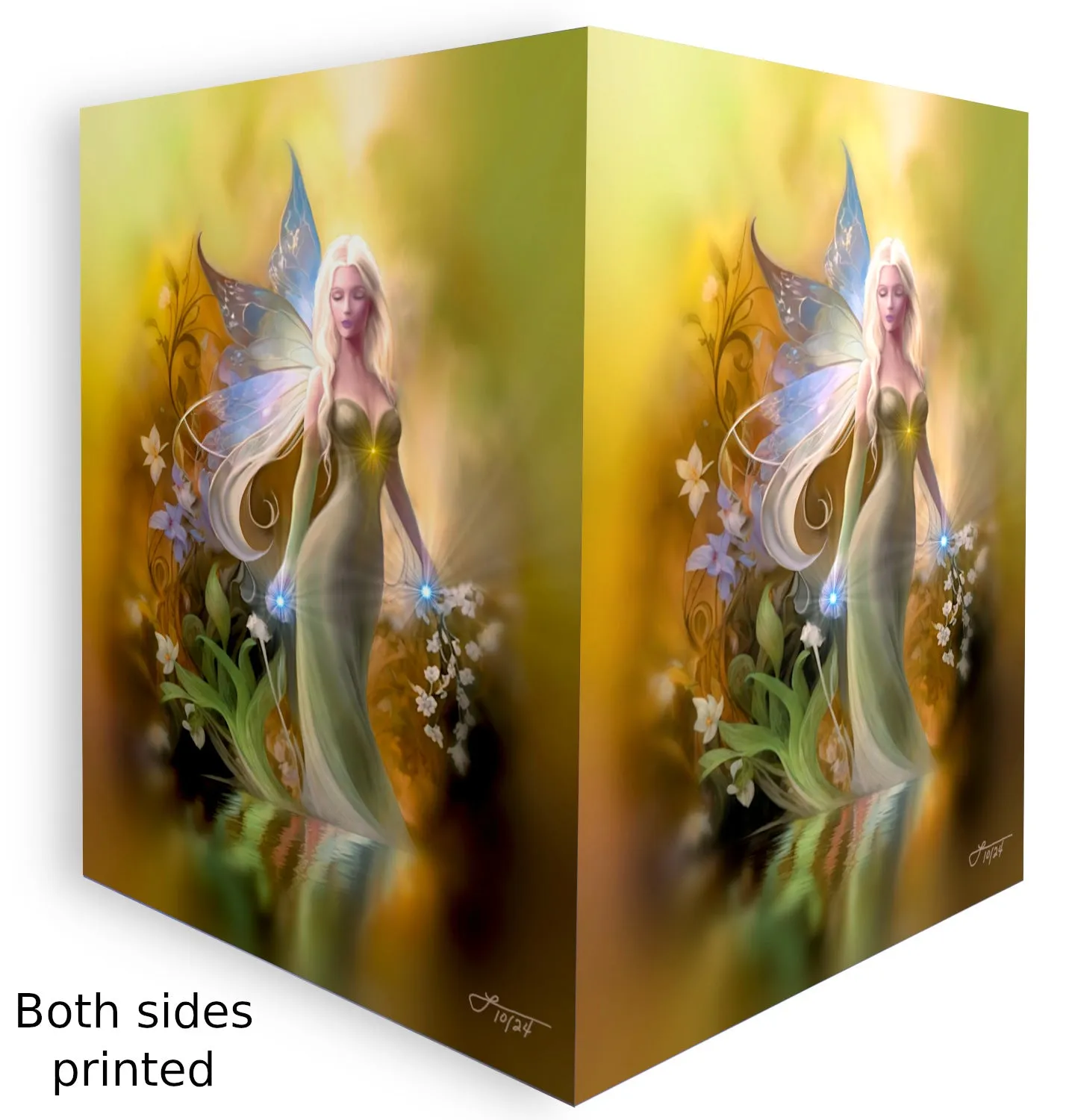 Small Fantasy Art Greeting Card, Fairy Illustration, Artsy Stationary, Birthday Holiday-"Autumn Reflection"