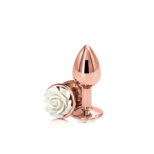 Small Rose Gold Plug with White Rose