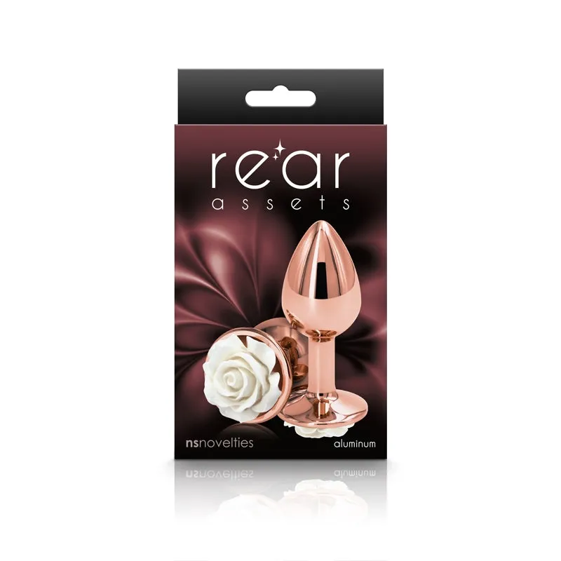 Small Rose Gold Plug with White Rose