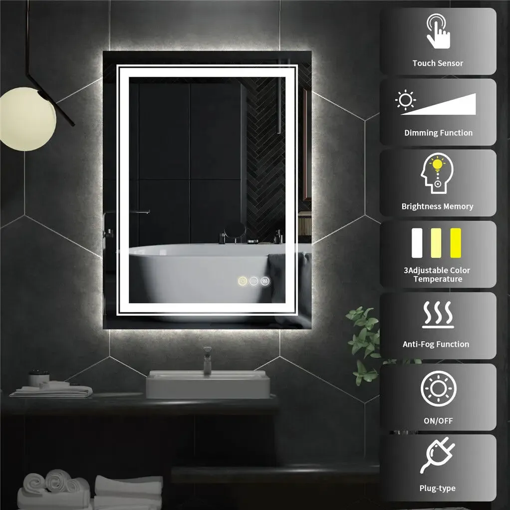 Smart LED Vanity Mirror with Adjustable Lighting, and Defogging