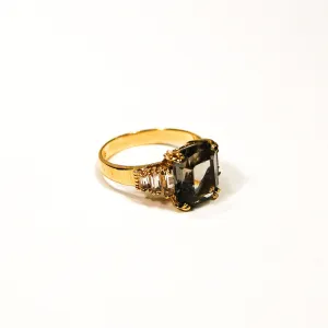 Smokey Topaz, CZ Cocktail Statement Ring