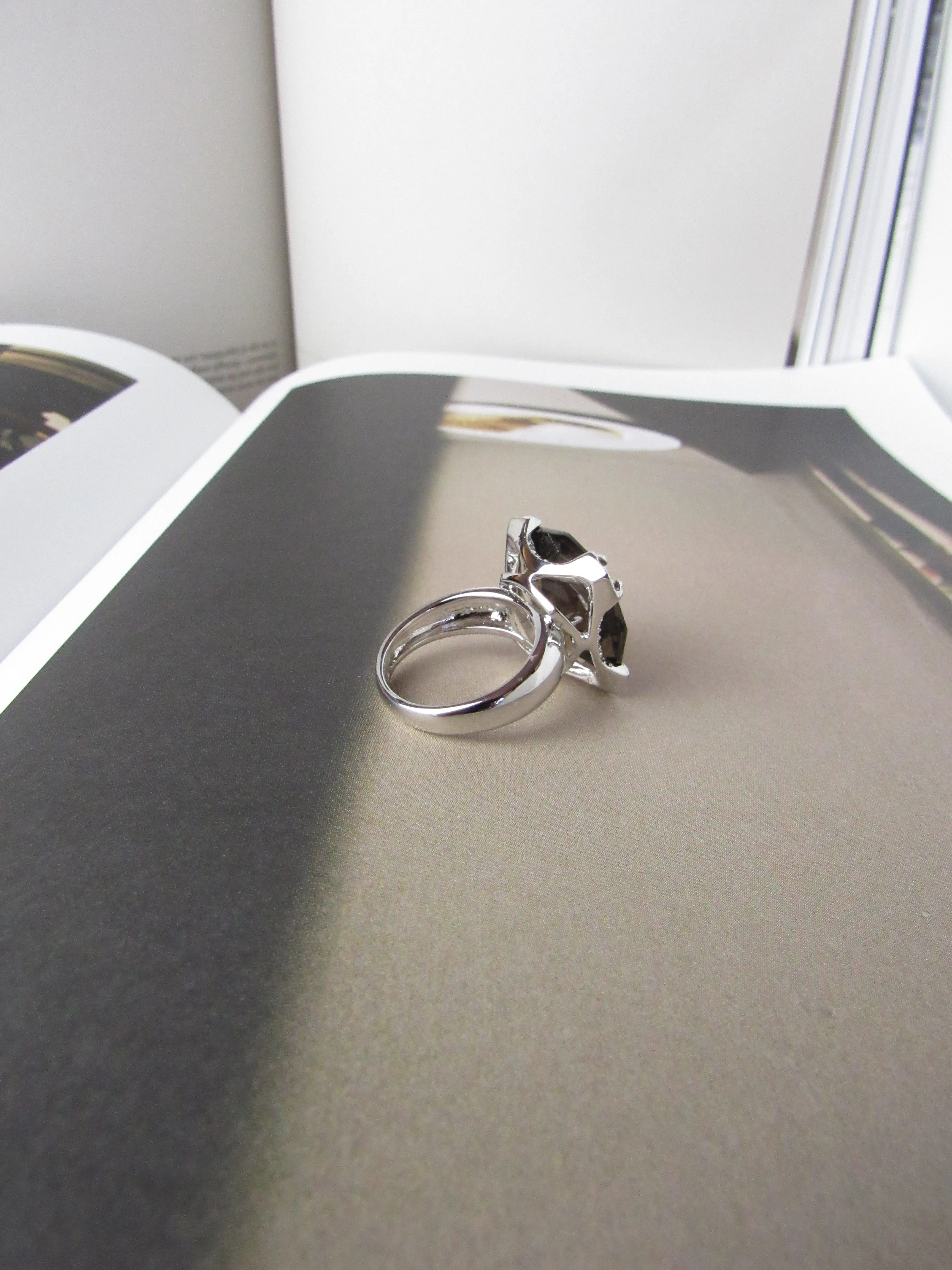 Smoky Quartz Cushion Cut 14 Carat Ring